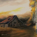 Barn in Sunset  -  18” x 24”  Acrylic on Canvas
