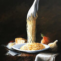 Plating Pasta  -  18” x 24”   Acrylic on canvas. SOLD